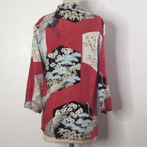 Citron Silk Japanese Print Shirt M - Picture 2 of 6